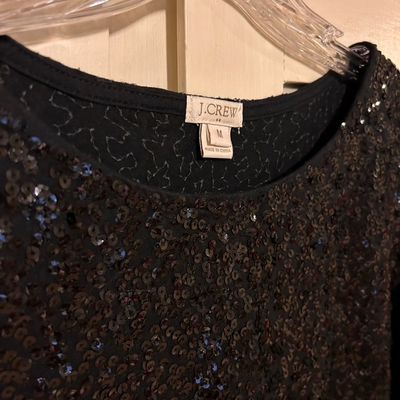 Black sequin J Crew top - Picture 2 of 3
